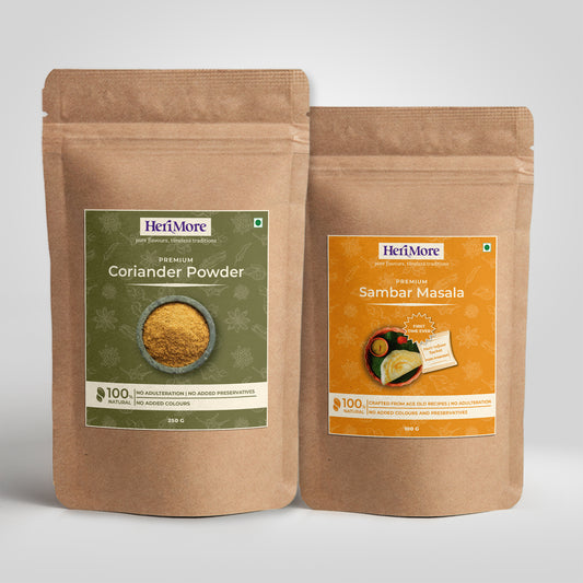 Premium Coriander Powder (250 G) & Sambar Masala (100 G) Combo Pack