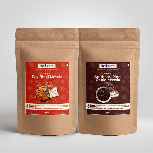 Premium Pav Bhaji Masala & Amritsari Pindi Chole Masala Combo Pack | (Pack of 2, 100g Each)