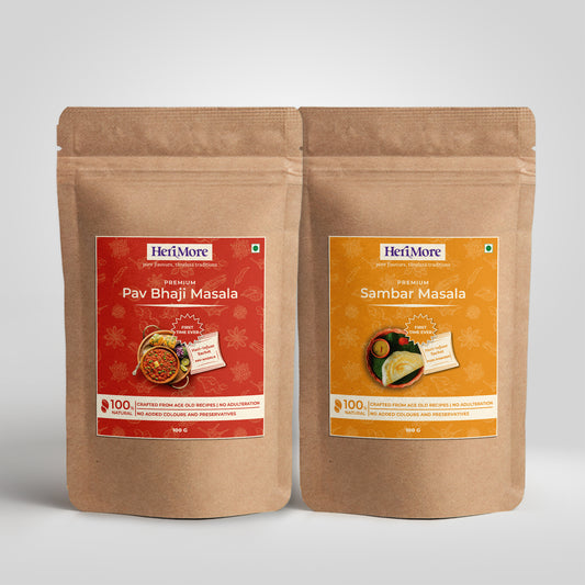 Premium Pav Bhaji Masala & Sambar Masala Combo Pack | (Pack of 2, 100g Each)